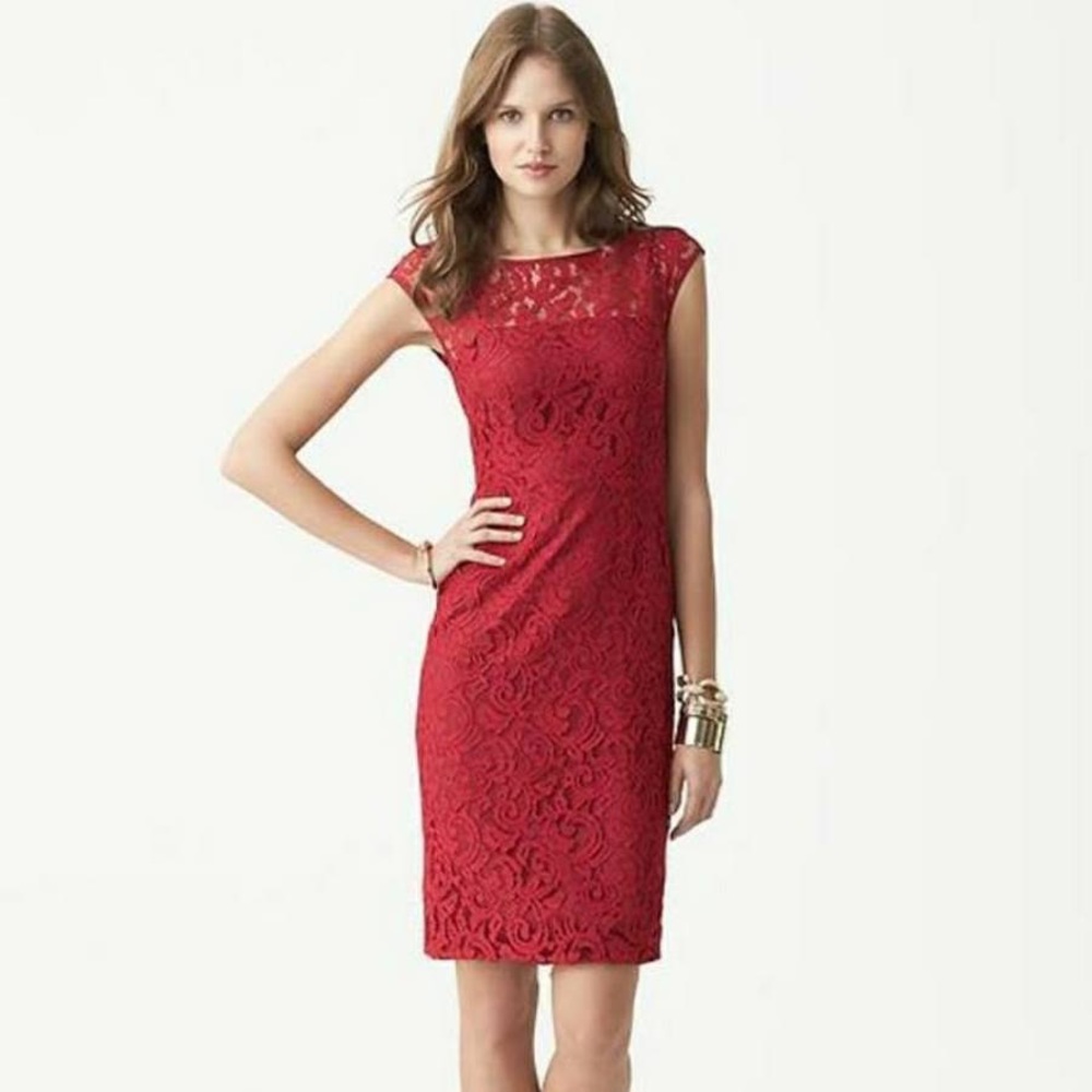 Banana Republic Red Lace Sheath Dress NWT